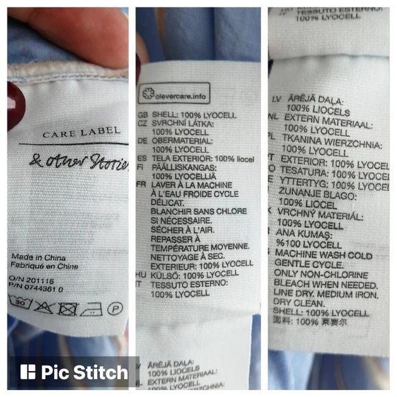 & Other Stories Striped Lyocell A-Line Midi Short Sleeve Shirt Dress Oversize 6 - Picture 12 of 15